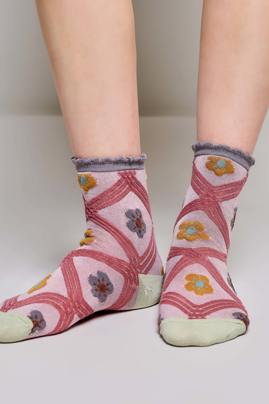 P3 | Pol Floral Socks | Pink | One Size